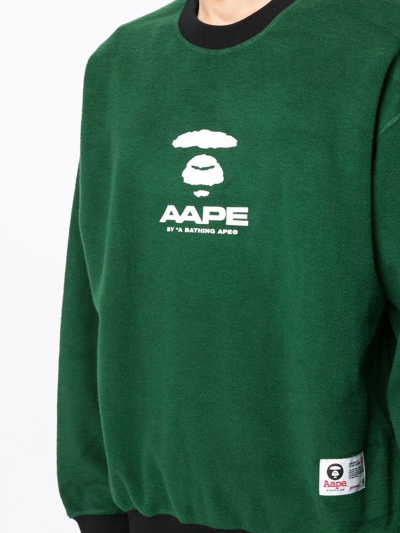 Shop Aape By A Bathing Ape Logo-print Cotton Sweatshirt In Green