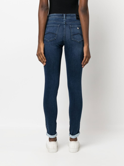 Shop Emporio Armani Skinny Denim Cotton Jeans In Blue