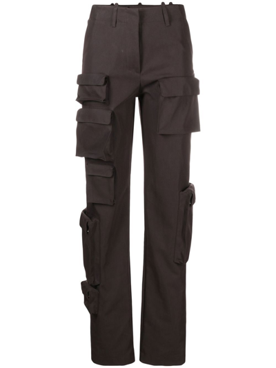 Shop Off-white High-waisted Cargo Trousers In Grey