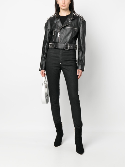 Philipp Plein High-waisted Denim Leggings In Black
