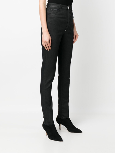 Philipp Plein High-waisted Denim Leggings In Black