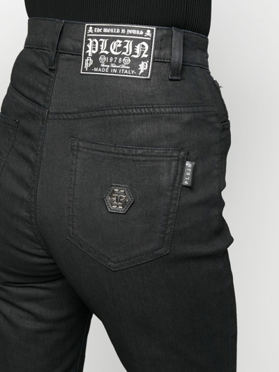 Philipp Plein High-waisted Denim Leggings In Black
