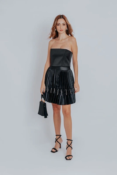 Shop Akalia Audrey Knife Pleat Skirt In Black