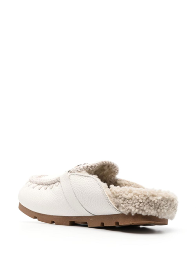 LOGO-PLAQUE SHEARLING MULES