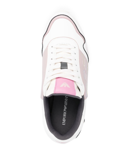Shop Emporio Armani Logo-embroidered Low-top Sneakers In 白色