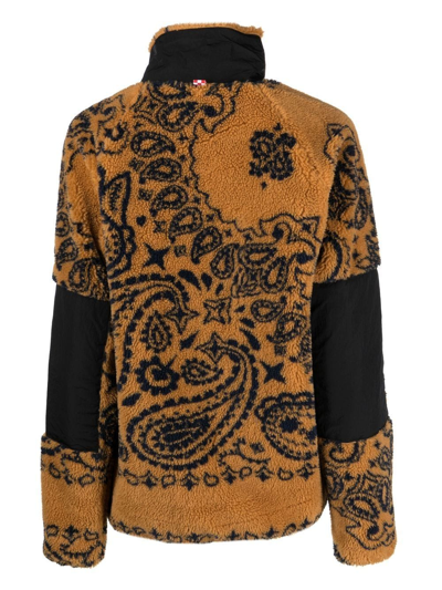 Shop Mc2 Saint Barth Paisley-print Sherpa Jacket In 褐色