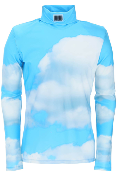 Shop Vtmnts Barcode Sky Long Sleeve Turtleneck Lycra T Shirt In Multi-colored