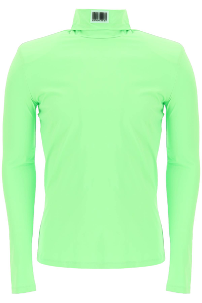 Shop Vtmnts Barcode Long Sleeve Turtleneck Lycra T Shirt In Green