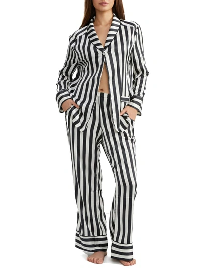 Shop Bare The Elegant Satin Pajama Set In Stripe