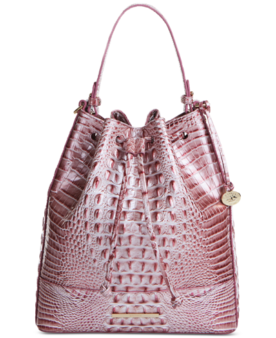 Shop Brahmin Marlowe Melbourne Embossed Leather Shoulder Bag In Pink Icing