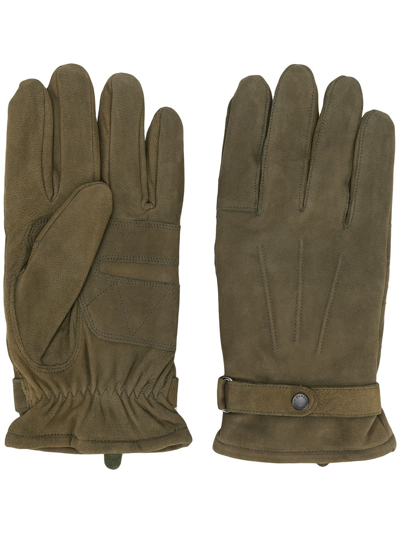 Shop Barbour Leather Gloves In Green