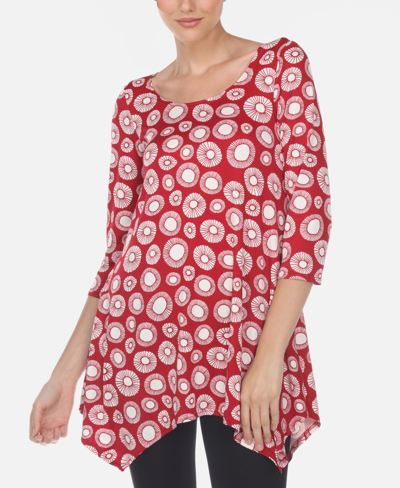 Shop White Mark Women's Printed Geometric Circle Tunic Top In Red