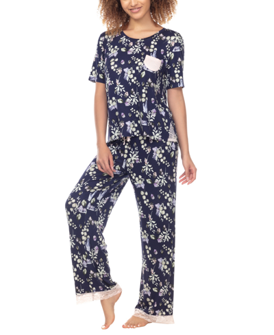Shop Honeydew Women's Something Sweet Rayon Pant Pajama Set, 2 Piece In Ink Crystal
