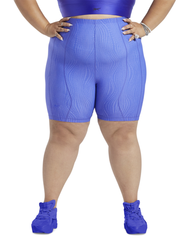Shop Reebok X Cardi B Plus Size High-waisted Bike Shorts In Ultima Purple