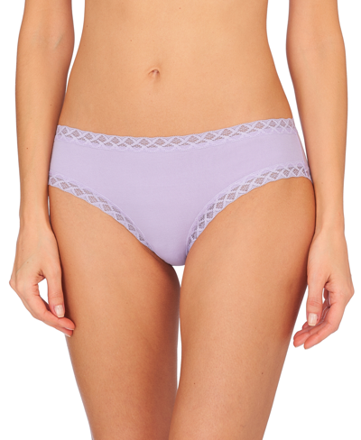 Shop Natori Bliss Lace-trim Cotton Brief Underwear 156058 In Grape Ice