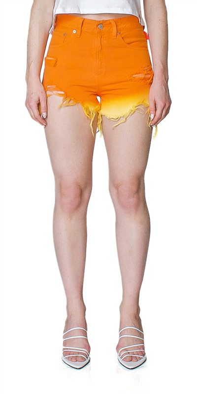 Shop Denimist Nic High Rise Dip Dye Shorts In Orange Dip Dyed