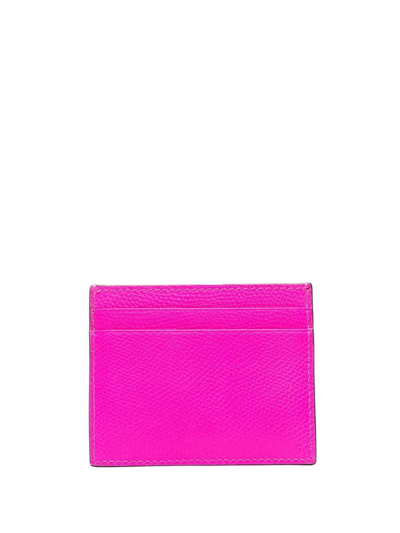 Shop Valentino V-logo Pebbled Cardholder In Pink
