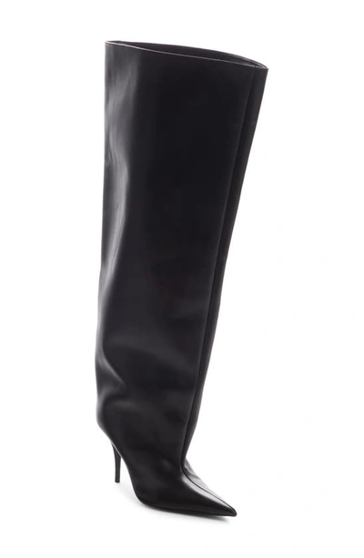 Shop Balenciaga Waders Wide Shaft Pointed Toe Boot In Black