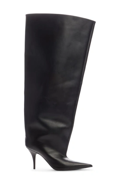 Shop Balenciaga Waders Wide Shaft Pointed Toe Boot In Black