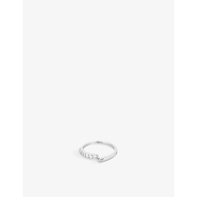 Shop Astrid & Miyu Orbit Rhodium-plated Recycled Sterling-silver Ring