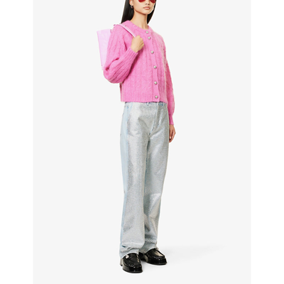 Shop Frame Women's Glitz Le Jane Rhinestone-embellished Straight-leg High-rise Jeans