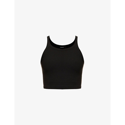 Shop Wardrobe.nyc Women's Black X Hailey Bieber Fitted Cropped Stretch-cotton Jersey Top