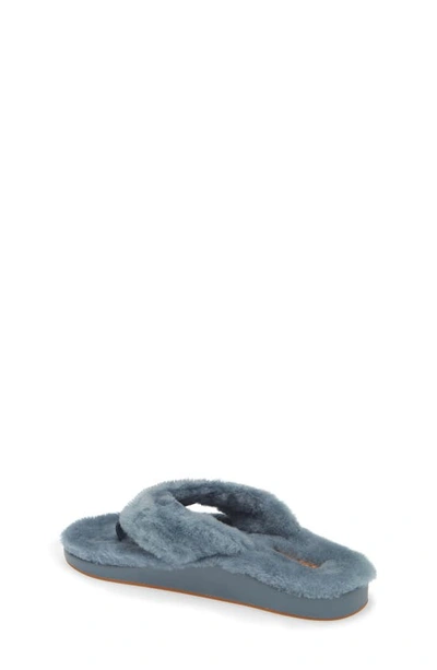 Olukai Kipea Heu Genuine Shearling Slide Sandal In Storm / Storm