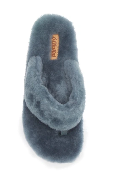 Olukai Kipea Heu Genuine Shearling Slide Sandal In Storm / Storm