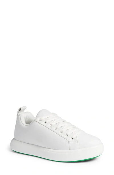 Shop Bottega Veneta Pillow Lace-up Calfskin Sneaker In Optic White/ Parakeet