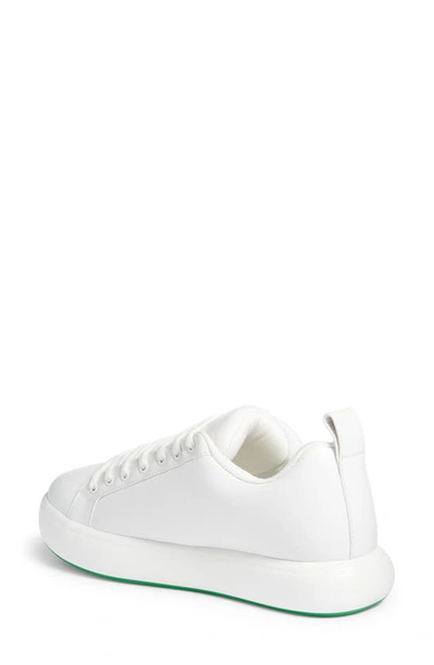 Shop Bottega Veneta Pillow Lace-up Calfskin Sneaker In Optic White/ Parakeet