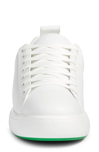 Shop Bottega Veneta Pillow Lace-up Calfskin Sneaker In Optic White/ Parakeet