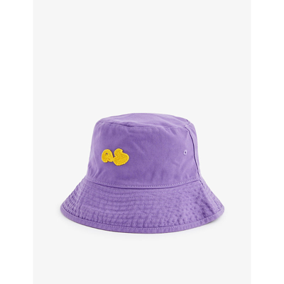 Shop Acne Studios Bubble Logo-embroidered Cotton Bucket Hat In Purple