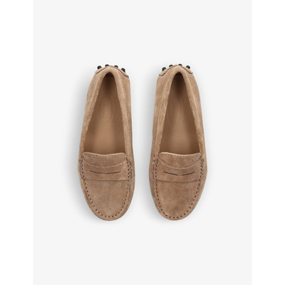 Tod's Gommino Logo-embossed Suede Driving Shoes 6-9 Years In Brown