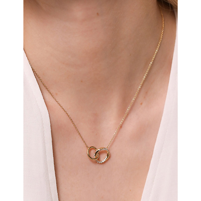 Astrid & Miyu Orbit Crystal Rhodium-plated Recycled Sterling Silver And Cubic Zirconia Necklace In Gold