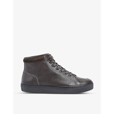 Shop Belstaff Rally Leather High-top Trainers In Grey