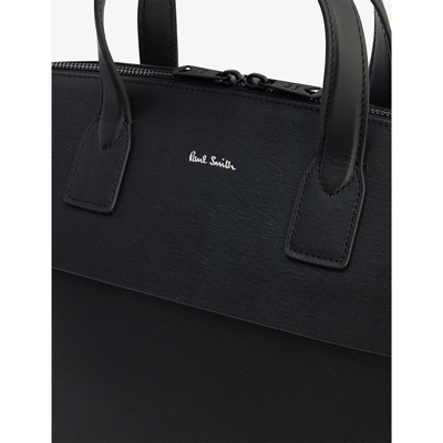 Shop Paul Smith Black Logo-embossed Leather Briefcase