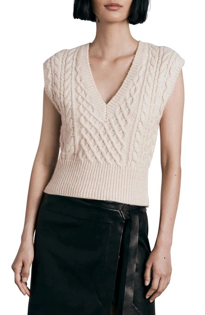 Shop Rag & Bone Elizabeth Cable Wool Blend Sweater Vest In Ivory