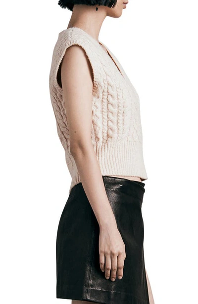Shop Rag & Bone Elizabeth Cable Wool Blend Sweater Vest In Ivory