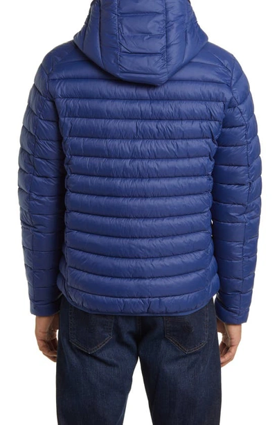 Shop Save The Duck Akiva Nylon Puffer Jacket In Eclipse Blue Lining Tartan