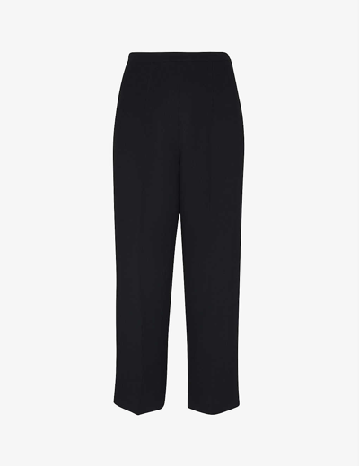 Shop Whistles Women's Black Wide-leg Cropped Recycled-polyester Trousers