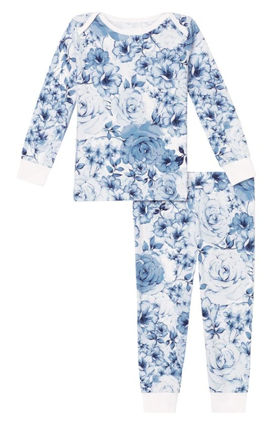 Shop Bedhead Pajamas Print Fitted Two-piece Stretch Organic Cotton Pajamas In Winter Blooms
