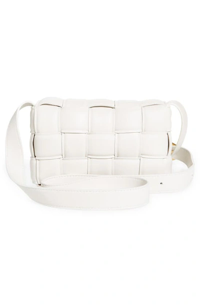 Shop Bottega Veneta Small Padded Cassette Intrecciato Leather Crossbody Bag In White-gold