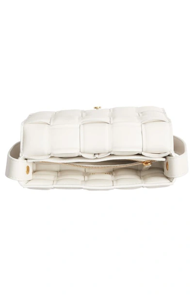 Shop Bottega Veneta Small Padded Cassette Intrecciato Leather Crossbody Bag In White-gold