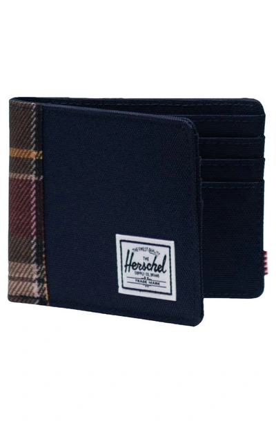 Shop Herschel Supply Co Roy Rfid Wallet In Peacoat/ Peacoat Plaid