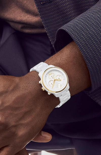 Shop Movado Bold Verso Chronograph Ceramic Bracelet Watch, 40mm In White