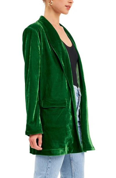 Endless Rose Velvet Blazer In Light Green