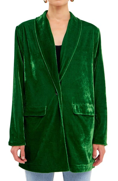 Endless Rose Velvet Blazer In Light Green