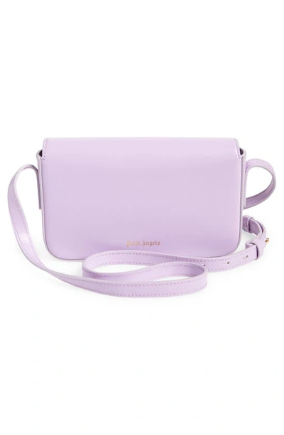 Shop Palm Angels Palm Beach Leather Crossbody Bag In Lilac Gold