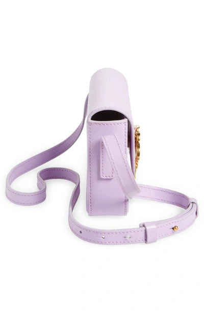 Shop Palm Angels Palm Beach Leather Crossbody Bag In Lilac Gold