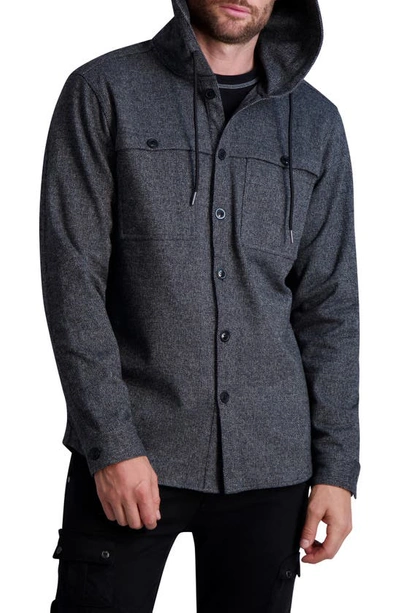 Shop Karl Lagerfeld Hooded Button-up Shirt In Grey